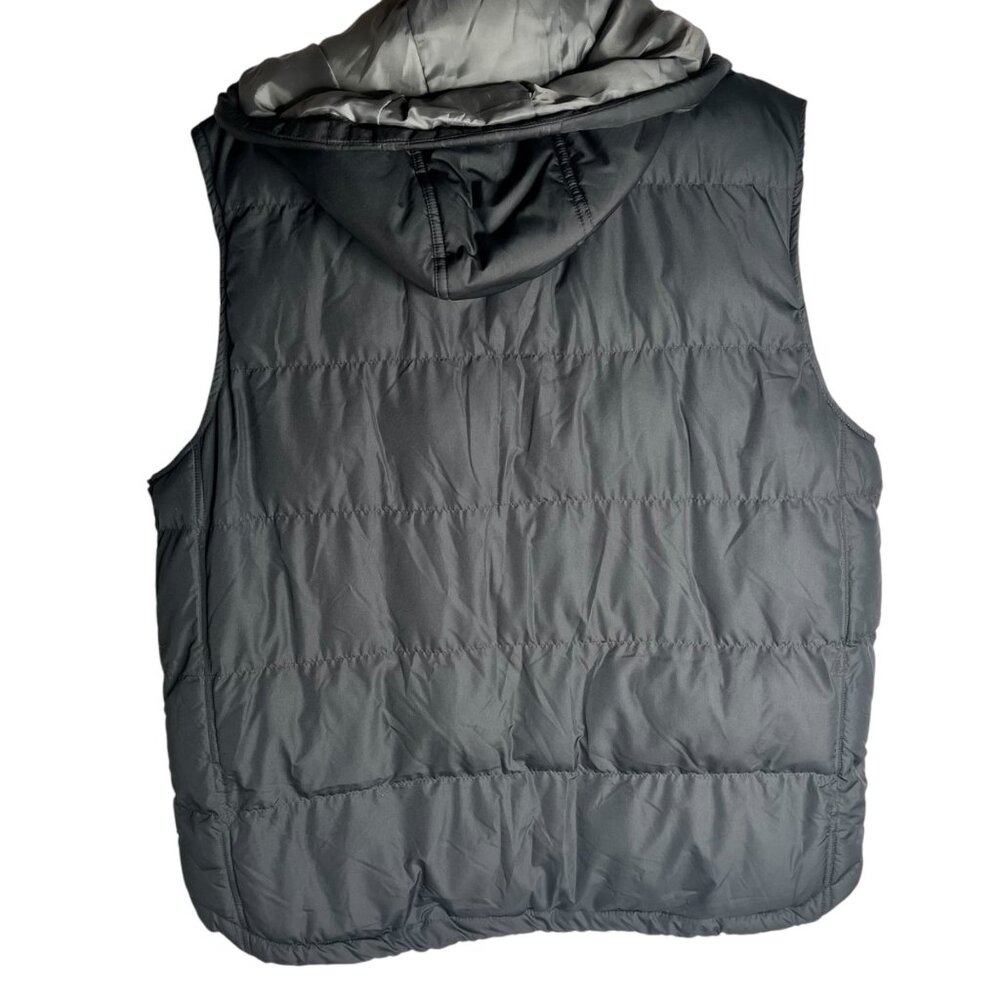 St Johns Bay Mens Black Puffer Vest Jacket With Hood Size large
